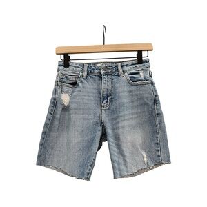 Cello Blue Denim Distressed Jeans Shorts